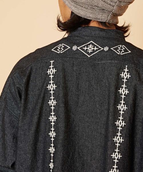 チャイハネ(チャイハネ)の「【チャイハネ】サシキMEN'Sデニムシャツ(シャツ/ブラウス・メンズ・ライトブルー/ブラック/インディゴブルー・FREE)」の4枚目の写真