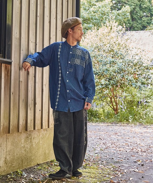チャイハネ(チャイハネ)の「【チャイハネ】サシキMEN'Sデニムシャツ(シャツ/ブラウス・メンズ・ライトブルー/ブラック/インディゴブルー・FREE)」の8枚目の写真