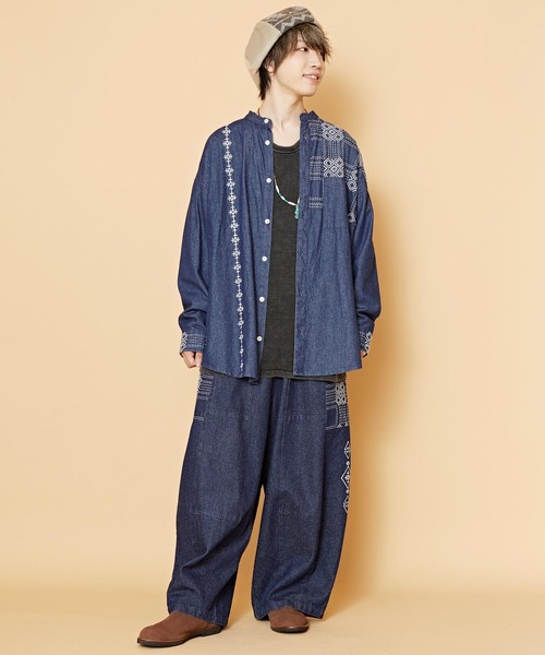 チャイハネ(チャイハネ)の「【チャイハネ】サシキMEN'Sデニムシャツ(シャツ/ブラウス・メンズ・ライトブルー/ブラック/インディゴブルー・FREE)」の5枚目の写真