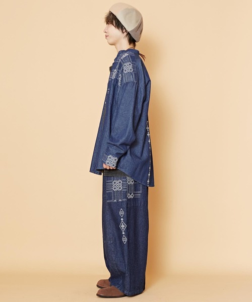 チャイハネ(チャイハネ)の「【チャイハネ】サシキMEN'Sデニムシャツ(シャツ/ブラウス・メンズ・ライトブルー/ブラック/インディゴブルー・FREE)」の10枚目の写真