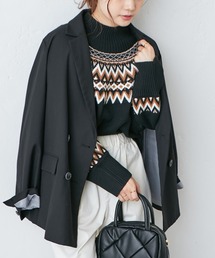 PUAL CE CIN | 【WEB限定】求心柄ショート丈ニットプルオーバー(ニット/セーター)