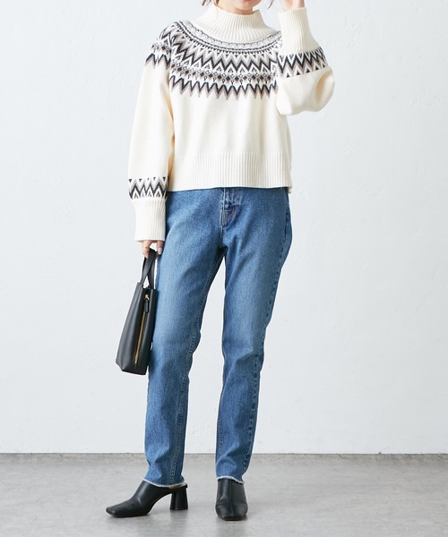 PUAL CE CIN(ピュアルセシン)の「【WEB限定】求心柄ショート丈ニットプルオーバー(ニット/セーター・レディース・アイボリー/ブラック/グレイッシュベージュ・FREE)」の12枚目の写真