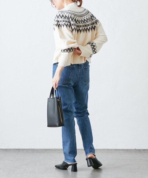 PUAL CE CIN(ピュアルセシン)の「【WEB限定】求心柄ショート丈ニットプルオーバー(ニット/セーター・レディース・アイボリー/ブラック/グレイッシュベージュ・FREE)」の14枚目の写真