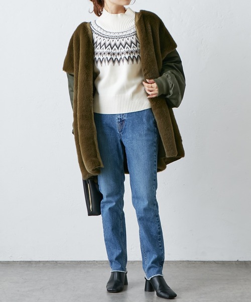 PUAL CE CIN(ピュアルセシン)の「【WEB限定】求心柄ショート丈ニットプルオーバー(ニット/セーター・レディース・アイボリー/ブラック/グレイッシュベージュ・FREE)」の15枚目の写真