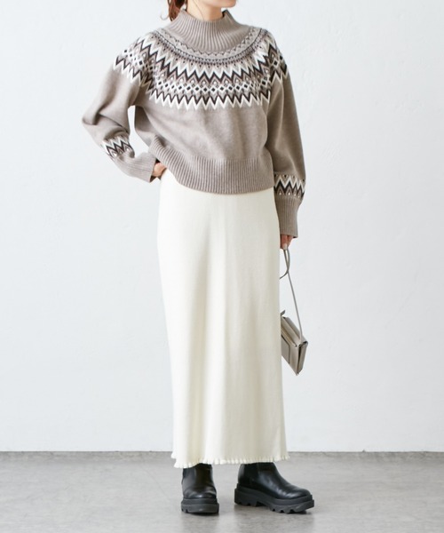 PUAL CE CIN(ピュアルセシン)の「【WEB限定】求心柄ショート丈ニットプルオーバー(ニット/セーター・レディース・アイボリー/ブラック/グレイッシュベージュ・FREE)」の18枚目の写真