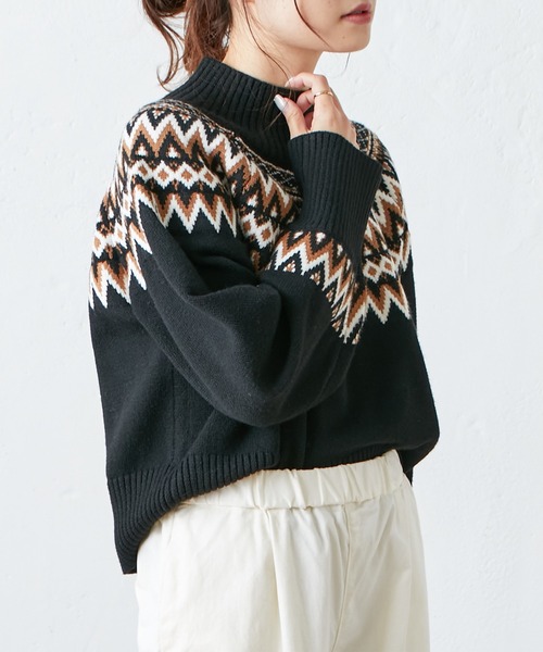 PUAL CE CIN(ピュアルセシン)の「【WEB限定】求心柄ショート丈ニットプルオーバー(ニット/セーター・レディース・アイボリー/ブラック/グレイッシュベージュ・FREE)」の21枚目の写真
