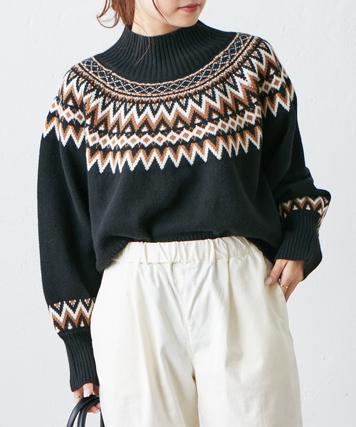 PUAL CE CIN(ピュアルセシン)の「【WEB限定】求心柄ショート丈ニットプルオーバー(ニット/セーター・レディース・アイボリー/ブラック/グレイッシュベージュ・FREE)」の20枚目の写真