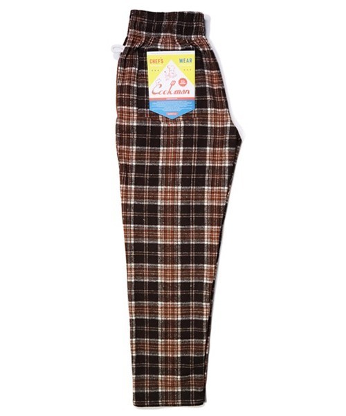 COOKMAN（クックマン）の「Cookman クックマン シェフパンツ イージーパンツ ウールミックス タータン ブラウン Brown（その他パンツ・メンズ・ブラウン・LARGE/MEDIUM）」の4枚目の写真