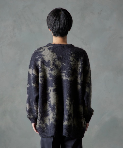 NILWAY（ニルウェイ）の「モヘアタッチダブルジャガード総柄グラデーションニット（ニット/セーター・メンズ・グリーン/ネイビー/チャコール/ブラック/ブラック×レッド/ブラック×パープル・MEDIUM/LARGE）」の15枚目の写真