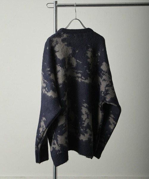 NILWAY（ニルウェイ）の「モヘアタッチダブルジャガード総柄グラデーションニット（ニット/セーター・メンズ・グリーン/ネイビー/チャコール/ブラック/ブラック×レッド/ブラック×パープル・MEDIUM/LARGE）」の20枚目の写真
