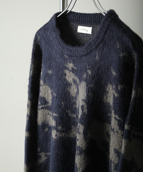 NILWAY（ニルウェイ）の「モヘアタッチダブルジャガード総柄グラデーションニット（ニット/セーター・メンズ・グリーン/ネイビー/チャコール/ブラック/ブラック×レッド/ブラック×パープル・MEDIUM/LARGE）」の21枚目の写真