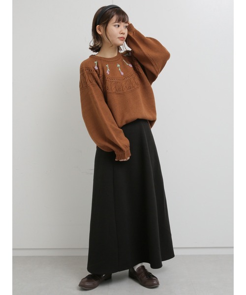 ehka sopo（エヘカソポ）の「花刺繍求心プルオーバー（ニット/セーター・レディース・ブラウン/グリーン/オフホワイト・ﾌﾘ-）」の16枚目の写真