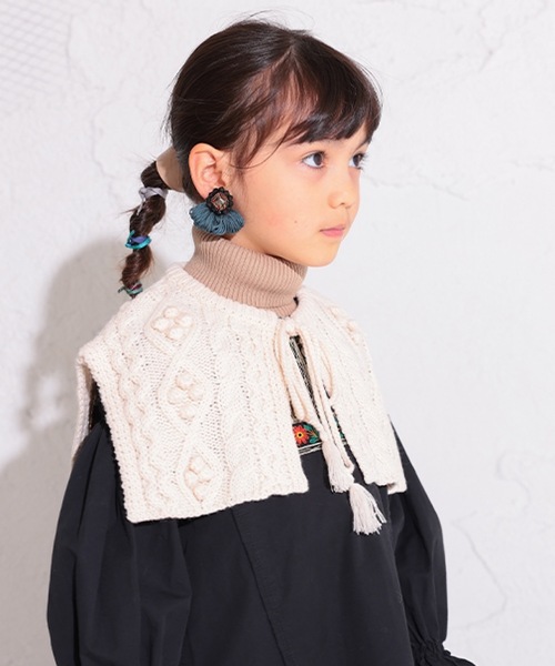 Ocean&Ground（オーシャン&グラウンド）の「ビスチェ風ニットウォーマー（ネックウォーマー/スヌード・キッズ・ベージュ/オフホワイト/ブラック・S/M）」の4枚目の写真