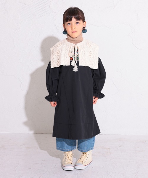 Ocean&Ground（オーシャン&グラウンド）の「ビスチェ風ニットウォーマー（ネックウォーマー/スヌード・キッズ・ベージュ/オフホワイト/ブラック・S/M）」の6枚目の写真