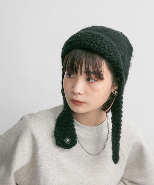 KBF（ケイビーエフ）の「フライトニット帽（ニットキャップ/ビーニー・レディース・ブラック/オフホワイト・ONE）」の9枚目の写真