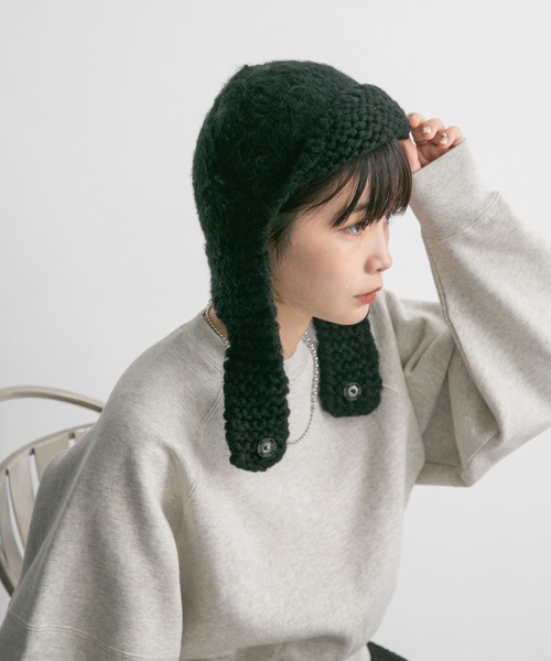 KBF（ケイビーエフ）の「フライトニット帽（ニットキャップ/ビーニー・レディース・ブラック/オフホワイト・ONE）」の11枚目の写真