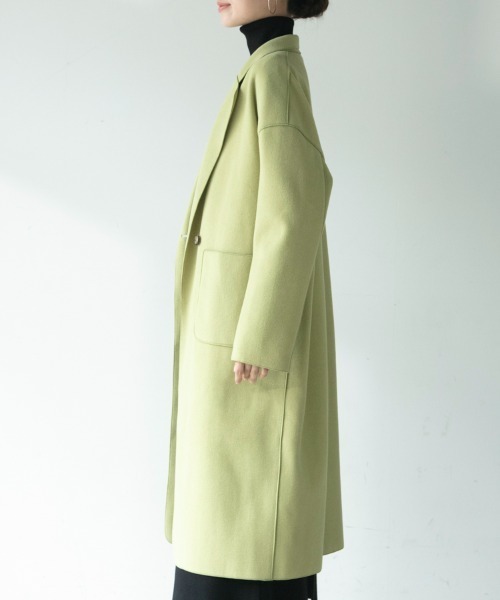 M.deux(エムドゥ)の「◇ニットメルトンチェスターコート◇(チェスターコート・レディース・ブラック/ライトグリーン・MEDIUM)」の10枚目の写真