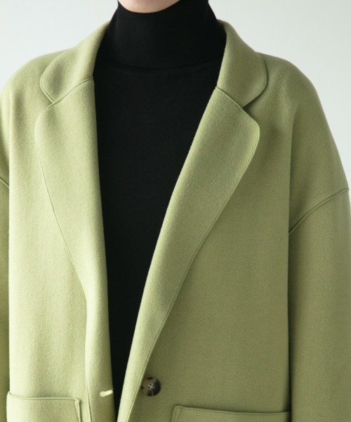 M.deux(エムドゥ)の「◇ニットメルトンチェスターコート◇(チェスターコート・レディース・ブラック/ライトグリーン・MEDIUM)」の11枚目の写真