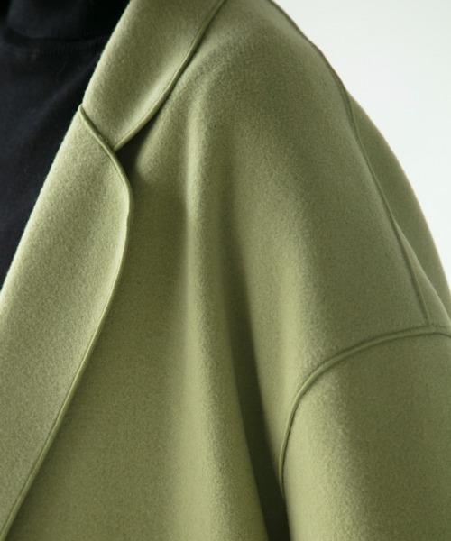 M.deux(エムドゥ)の「◇ニットメルトンチェスターコート◇(チェスターコート・レディース・ブラック/ライトグリーン・MEDIUM)」の3枚目の写真