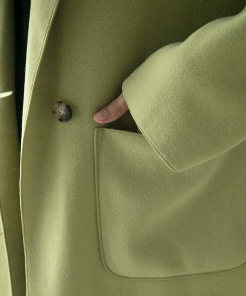 M.deux(エムドゥ)の「◇ニットメルトンチェスターコート◇(チェスターコート・レディース・ブラック/ライトグリーン・MEDIUM)」の8枚目の写真