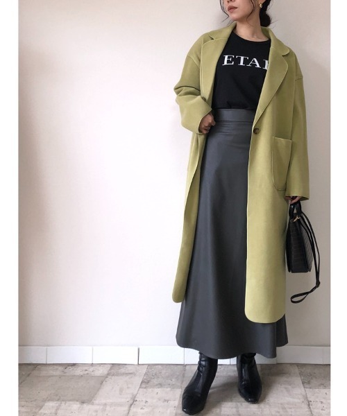 M.deux(エムドゥ)の「◇ニットメルトンチェスターコート◇(チェスターコート・レディース・ブラック/ライトグリーン・MEDIUM)」の12枚目の写真