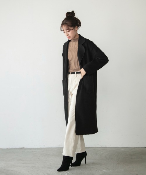 M.deux(エムドゥ)の「◇ニットメルトンチェスターコート◇(チェスターコート・レディース・ブラック/ライトグリーン・MEDIUM)」の16枚目の写真