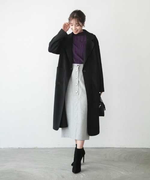 M.deux(エムドゥ)の「◇ニットメルトンチェスターコート◇(チェスターコート・レディース・ブラック/ライトグリーン・MEDIUM)」の15枚目の写真