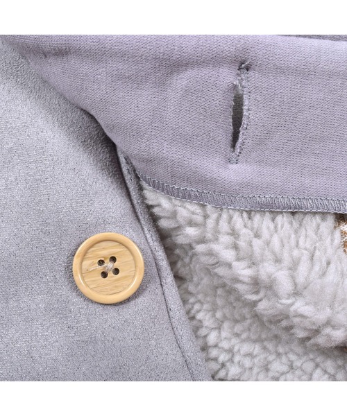 SLAP SLIP BABY（スラップスリップベビー）の「SLAPSLIPBABY/くま耳モチーフお菓子刺繍裏ボアマントベビー(50~90cm)（ポンチョ・キッズ・グレー/ベージュ・ONESIZE）」の19枚目の写真