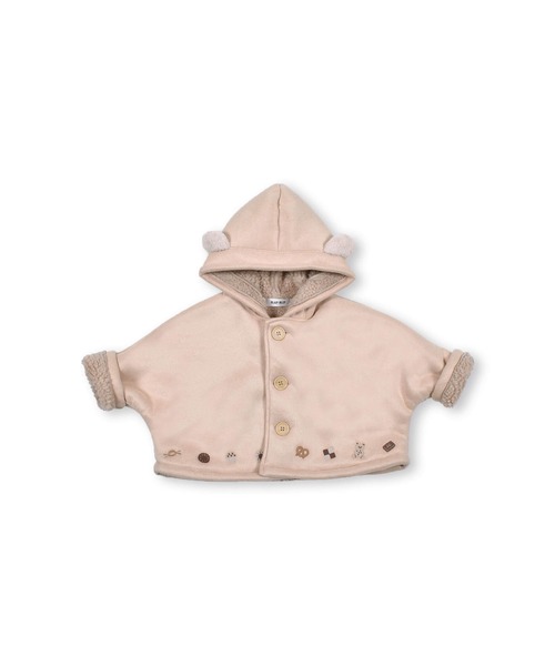 SLAP SLIP BABY（スラップスリップベビー）の「SLAPSLIPBABY/くま耳モチーフお菓子刺繍裏ボアマントベビー(50~90cm)（ポンチョ・キッズ・グレー/ベージュ・ONESIZE）」の11枚目の写真
