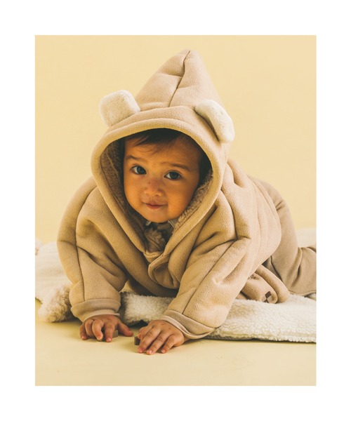 SLAP SLIP BABY（スラップスリップベビー）の「SLAPSLIPBABY/くま耳モチーフお菓子刺繍裏ボアマントベビー(50~90cm)（ポンチョ・キッズ・グレー/ベージュ・ONESIZE）」の13枚目の写真