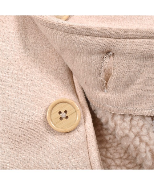 SLAP SLIP BABY（スラップスリップベビー）の「SLAPSLIPBABY/くま耳モチーフお菓子刺繍裏ボアマントベビー(50~90cm)（ポンチョ・キッズ・グレー/ベージュ・ONESIZE）」の4枚目の写真