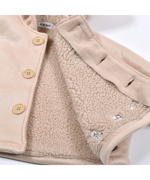 SLAP SLIP BABY（スラップスリップベビー）の「SLAPSLIPBABY/くま耳モチーフお菓子刺繍裏ボアマントベビー(50~90cm)（ポンチョ・キッズ・グレー/ベージュ・ONESIZE）」の14枚目の写真