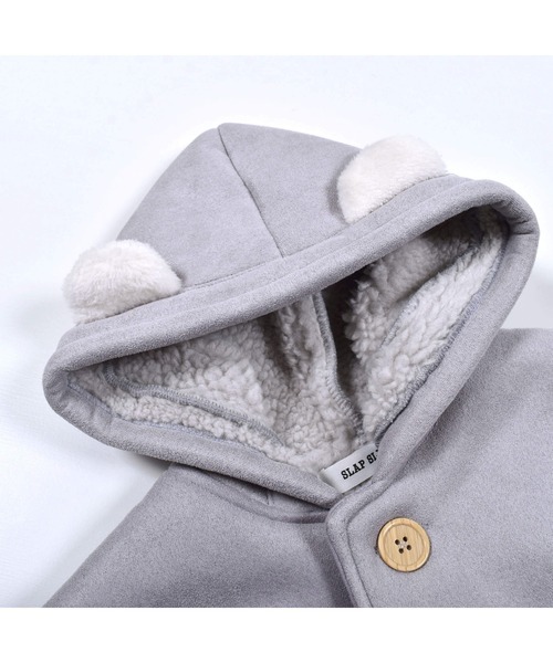 SLAP SLIP BABY（スラップスリップベビー）の「SLAPSLIPBABY/くま耳モチーフお菓子刺繍裏ボアマントベビー(50~90cm)（ポンチョ・キッズ・グレー/ベージュ・ONESIZE）」の17枚目の写真