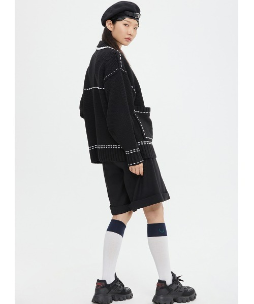 ROMANTIC CROWN(ロマンティッククラウン)の「A'GEM/9 × .kom『ROMANTIC CROWN/ロマンティッククラウン』HAND STITCH KNIT CARDIGAN/ハンドステッチニットカーディガン(カーディガン/ボレロ・メンズ・ブラック/アイボリー・M)」の15枚目の写真