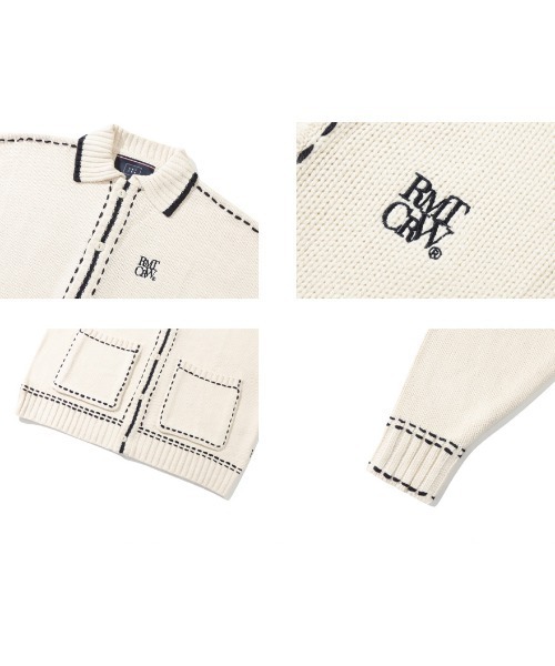 ROMANTIC CROWN(ロマンティッククラウン)の「A'GEM/9 × .kom『ROMANTIC CROWN/ロマンティッククラウン』HAND STITCH KNIT CARDIGAN/ハンドステッチニットカーディガン(カーディガン/ボレロ・メンズ・ブラック/アイボリー・M)」の5枚目の写真