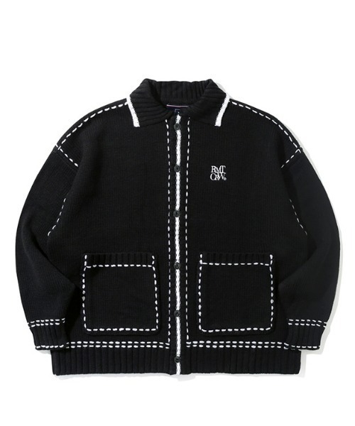 ROMANTIC CROWN(ロマンティッククラウン)の「A'GEM/9 × .kom『ROMANTIC CROWN/ロマンティッククラウン』HAND STITCH KNIT CARDIGAN/ハンドステッチニットカーディガン(カーディガン/ボレロ・メンズ・ブラック/アイボリー・M)」の7枚目の写真