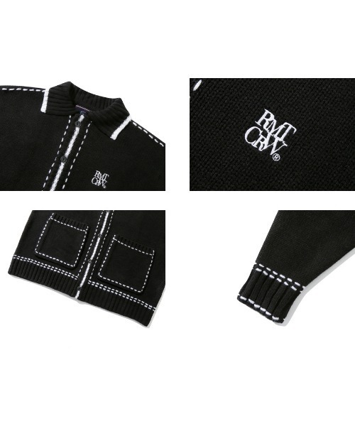 ROMANTIC CROWN(ロマンティッククラウン)の「A'GEM/9 × .kom『ROMANTIC CROWN/ロマンティッククラウン』HAND STITCH KNIT CARDIGAN/ハンドステッチニットカーディガン(カーディガン/ボレロ・メンズ・ブラック/アイボリー・M)」の9枚目の写真
