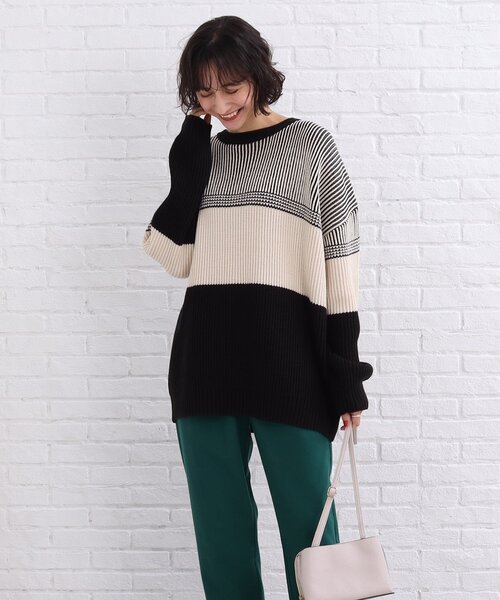 SHOO・LA・RUE（シューラルー）の「◆配色ニットプルオーバー（ニット/セーター・レディース・ピンク系/ベージュ系その他2/ブラック系4・00）」の2枚目の写真