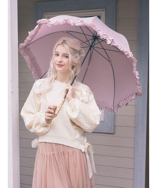 Maison de FLEUR（メゾンドフルール）の「ヒートカットフリル長傘（長傘・レディース・ブラック/ネイビー/ピンク・FREE）」の10枚目の写真