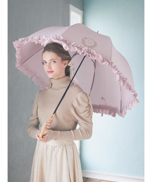 Maison de FLEUR（メゾンドフルール）の「ヒートカットフリル長傘（長傘・レディース・ブラック/ネイビー/ピンク・FREE）」の4枚目の写真