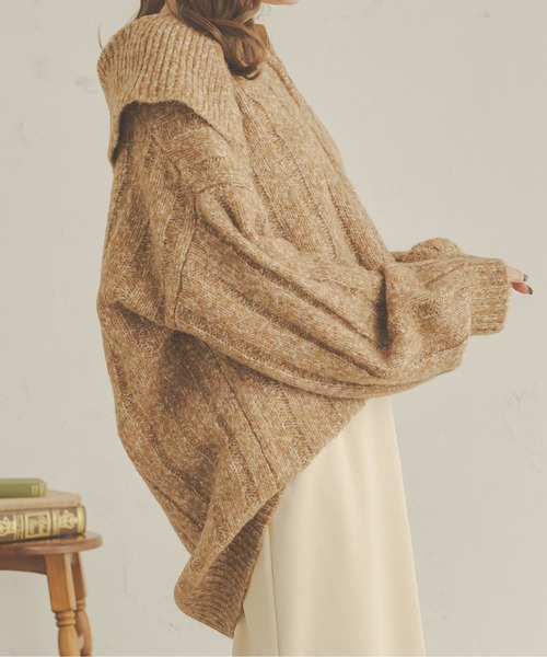 Ambre Neige（アンブルネージュ）の「前後２WAYビッグメランジジップニット／【WEB/EC限定商品】（ワンピース・レディース・ダークブラウン/アイボリー/ライトブラウン・FREE）」の18枚目の写真