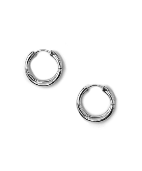 LHME（エルエイチエムイー）の「LHME ダブルリングフープピアス/サージカルステンレス316L（金属アレルギー対応）（ピアス（両耳用）・レディース・シルバー/イエローゴールド・ONE SIZE）」の4枚目の写真