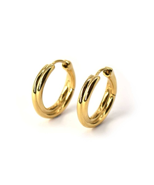 LHME（エルエイチエムイー）の「LHME ダブルリングフープピアス/サージカルステンレス316L（金属アレルギー対応）（ピアス（両耳用）・レディース・シルバー/イエローゴールド・ONE SIZE）」の19枚目の写真