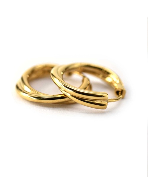 LHME（エルエイチエムイー）の「LHME ダブルリングフープピアス/サージカルステンレス316L（金属アレルギー対応）（ピアス（両耳用）・レディース・シルバー/イエローゴールド・ONE SIZE）」の21枚目の写真