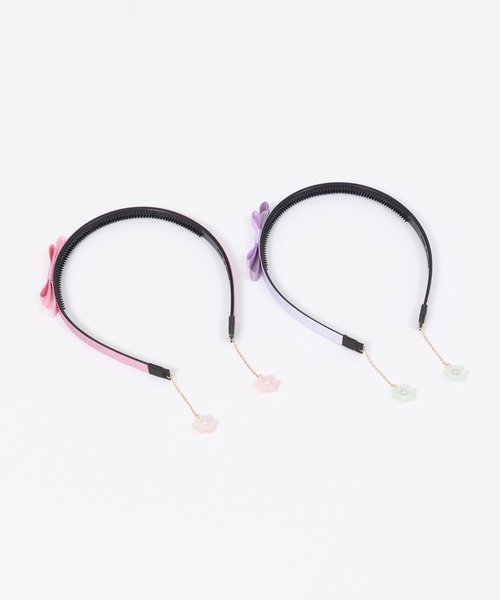 KP DECO（ケーピーデコ）の「お花パーツ付きグログランリボンカチューシャ（カチューシャ・キッズ・ラベンダー/ピンク・FREE）」の10枚目の写真