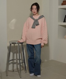 ECRIRE | 【るうコラボ】ドロップショルダーざっくり編みニット(ニット/セーター)