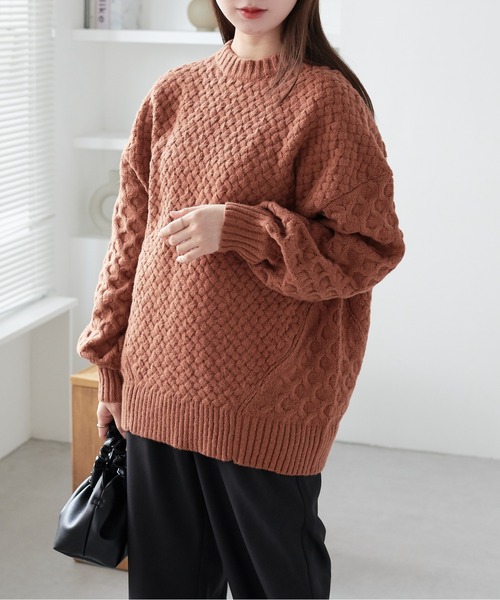 ECRIRE（エクリール）の「ドロップショルダーざっくり編みニット（ニット/セーター・レディース・ピンク/ブラウン/ベージュ・M/L）」の11枚目の写真