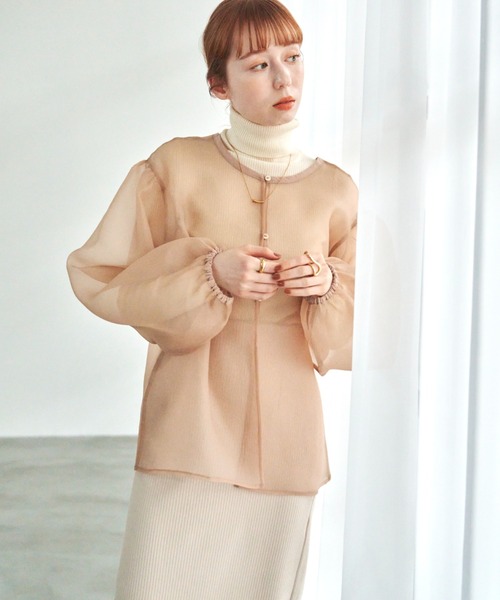 hinari（ヒナリ）の「オーガンジーシアー2WAYブラウス（シャツ/ブラウス・レディース・ベージュ/アイボリー/ブラック・FREE）」の22枚目の写真