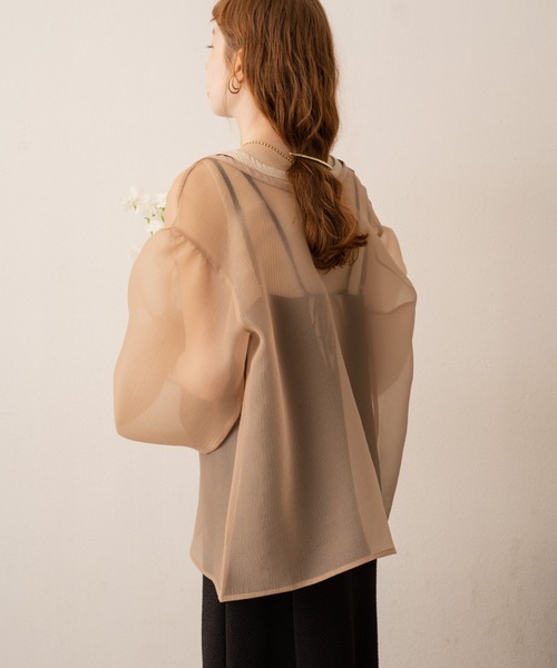 hinari（ヒナリ）の「オーガンジーシアー2WAYブラウス（シャツ/ブラウス・レディース・ベージュ/アイボリー/ブラック・FREE）」の8枚目の写真
