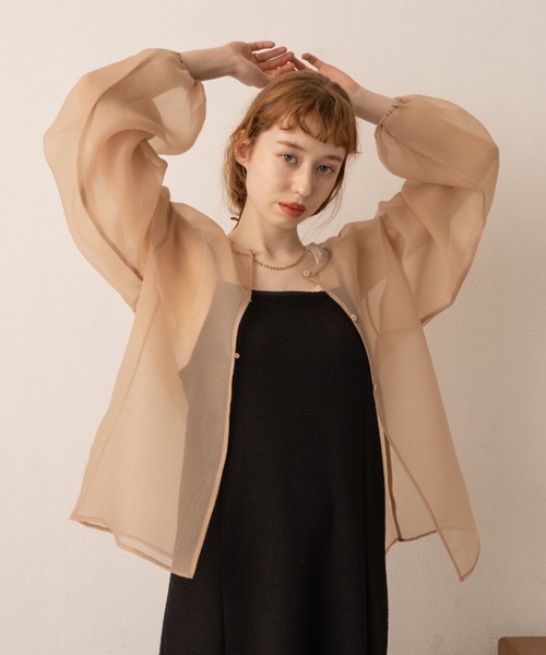 hinari（ヒナリ）の「オーガンジーシアー2WAYブラウス（シャツ/ブラウス・レディース・ベージュ/アイボリー/ブラック・FREE）」の12枚目の写真